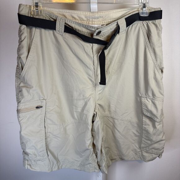 Columbia Other - Columbia Men's Tan Cargo Shorts Omni Shade Sun Protection Size 36W 10L Belted
